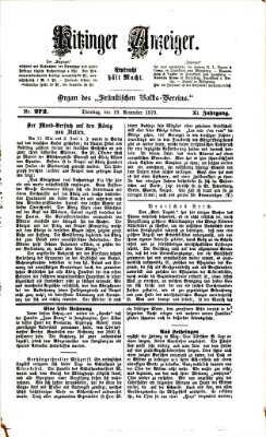 Kitzinger Anzeiger Dienstag 19. November 1878