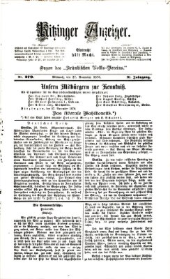 Kitzinger Anzeiger Mittwoch 27. November 1878