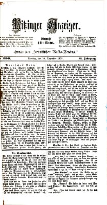 Kitzinger Anzeiger Dienstag 10. Dezember 1878