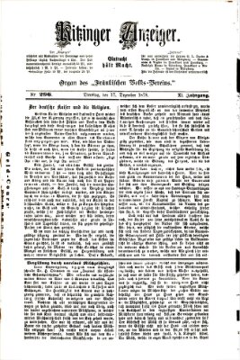 Kitzinger Anzeiger Dienstag 17. Dezember 1878