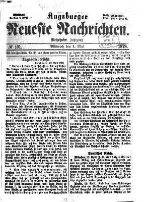 Augsburger neueste Nachrichten Mittwoch 1. Mai 1878