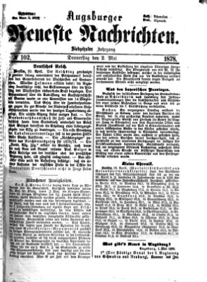 Augsburger neueste Nachrichten Donnerstag 2. Mai 1878