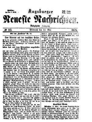 Augsburger neueste Nachrichten Mittwoch 15. Mai 1878