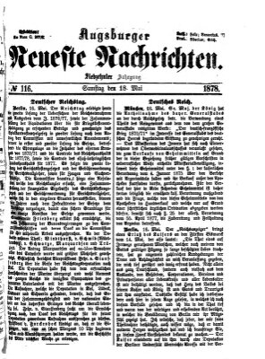 Augsburger neueste Nachrichten Samstag 18. Mai 1878