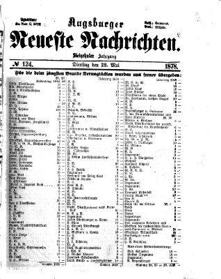 Augsburger neueste Nachrichten Dienstag 28. Mai 1878