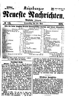 Augsburger neueste Nachrichten Donnerstag 30. Mai 1878