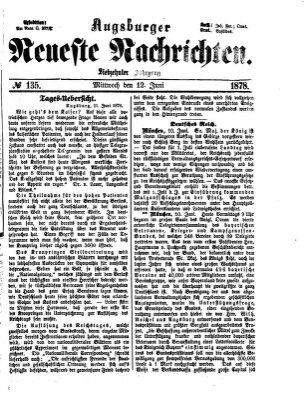 Augsburger neueste Nachrichten Mittwoch 12. Juni 1878