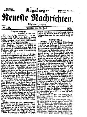 Augsburger neueste Nachrichten Samstag 15. Juni 1878