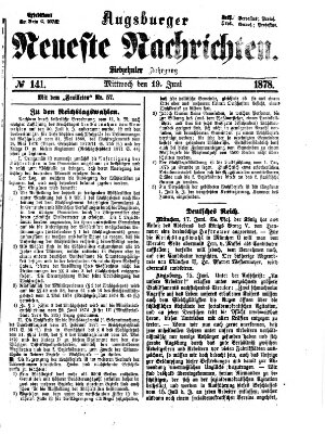 Augsburger neueste Nachrichten Mittwoch 19. Juni 1878