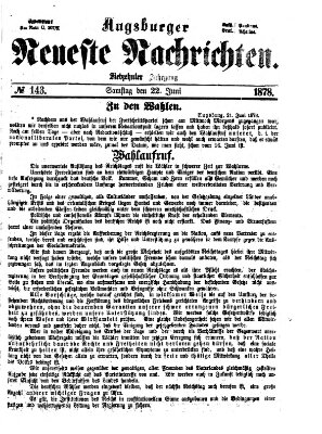 Augsburger neueste Nachrichten Samstag 22. Juni 1878