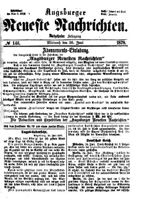 Augsburger neueste Nachrichten Mittwoch 26. Juni 1878