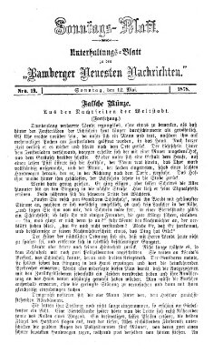 Bamberger neueste Nachrichten. Sonntagsblatt : Unterhaltungs-Beilage zu den "Bamberger neueste Nachrichten" (Bamberger neueste Nachrichten) Sonntag 12. Mai 1878