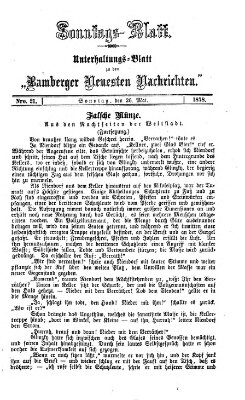 Bamberger neueste Nachrichten. Sonntagsblatt : Unterhaltungs-Beilage zu den "Bamberger neueste Nachrichten" (Bamberger neueste Nachrichten) Sonntag 26. Mai 1878