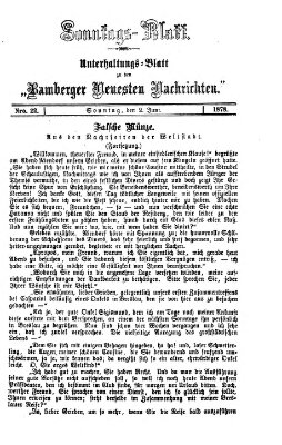 Bamberger neueste Nachrichten. Sonntagsblatt : Unterhaltungs-Beilage zu den "Bamberger neueste Nachrichten" (Bamberger neueste Nachrichten) Sonntag 2. Juni 1878