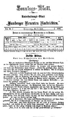 Bamberger neueste Nachrichten. Sonntagsblatt : Unterhaltungs-Beilage zu den "Bamberger neueste Nachrichten" (Bamberger neueste Nachrichten) Sonntag 9. Juni 1878