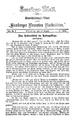 Bamberger neueste Nachrichten. Sonntagsblatt : Unterhaltungs-Beilage zu den "Bamberger neueste Nachrichten" (Bamberger neueste Nachrichten) Sonntag 18. August 1878