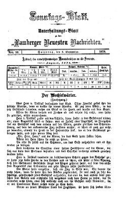 Bamberger neueste Nachrichten. Sonntagsblatt : Unterhaltungs-Beilage zu den "Bamberger neueste Nachrichten" (Bamberger neueste Nachrichten) Sonntag 8. September 1878