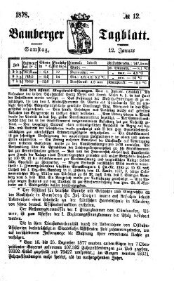 Bamberger Tagblatt Samstag 12. Januar 1878