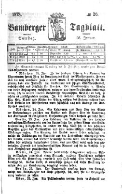 Bamberger Tagblatt Samstag 26. Januar 1878