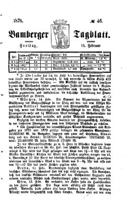 Bamberger Tagblatt Freitag 15. Februar 1878