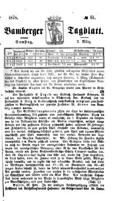 Bamberger Tagblatt Samstag 2. März 1878