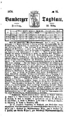 Bamberger Tagblatt Freitag 22. März 1878