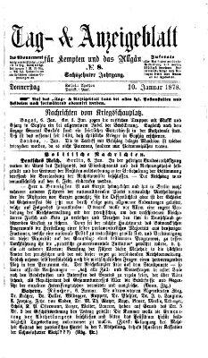 Tag- und Anzeigeblatt für Kempten und das Allgäu Donnerstag 10. Januar 1878