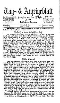 Tag- und Anzeigeblatt für Kempten und das Allgäu Samstag 12. Januar 1878