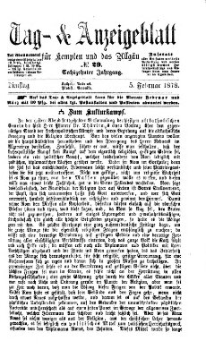 Tag- und Anzeigeblatt für Kempten und das Allgäu Dienstag 5. Februar 1878