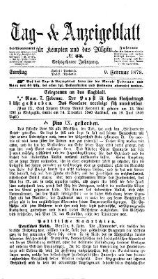 Tag- und Anzeigeblatt für Kempten und das Allgäu Samstag 9. Februar 1878