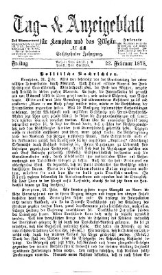 Tag- und Anzeigeblatt für Kempten und das Allgäu Freitag 22. Februar 1878