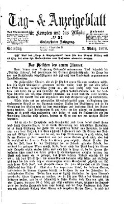 Tag- und Anzeigeblatt für Kempten und das Allgäu Samstag 2. März 1878