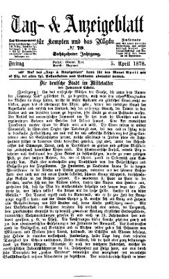 Tag- und Anzeigeblatt für Kempten und das Allgäu Freitag 5. April 1878