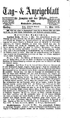 Tag- und Anzeigeblatt für Kempten und das Allgäu Samstag 11. Mai 1878