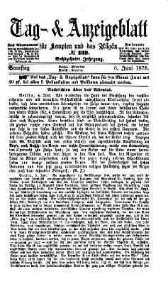 Tag- und Anzeigeblatt für Kempten und das Allgäu Samstag 8. Juni 1878