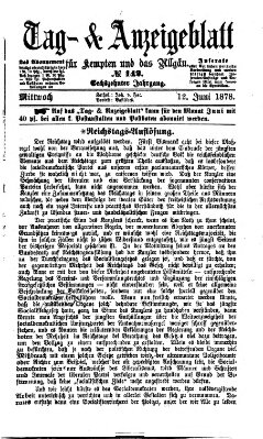 Tag- und Anzeigeblatt für Kempten und das Allgäu Mittwoch 12. Juni 1878