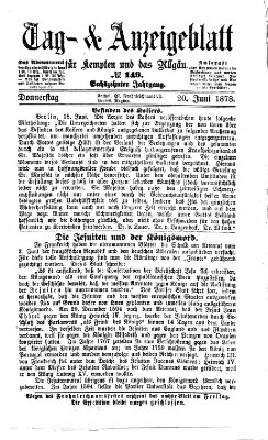 Tag- und Anzeigeblatt für Kempten und das Allgäu Donnerstag 20. Juni 1878