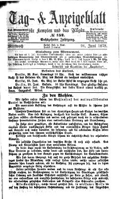 Tag- und Anzeigeblatt für Kempten und das Allgäu Mittwoch 26. Juni 1878