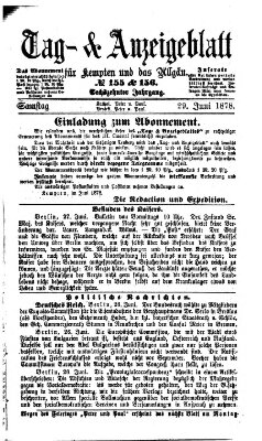 Tag- und Anzeigeblatt für Kempten und das Allgäu Samstag 29. Juni 1878