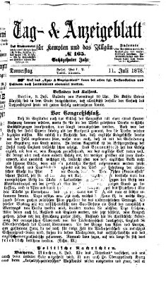 Tag- und Anzeigeblatt für Kempten und das Allgäu Donnerstag 11. Juli 1878