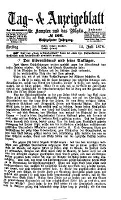 Tag- und Anzeigeblatt für Kempten und das Allgäu Freitag 12. Juli 1878