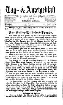 Tag- und Anzeigeblatt für Kempten und das Allgäu Samstag 20. Juli 1878