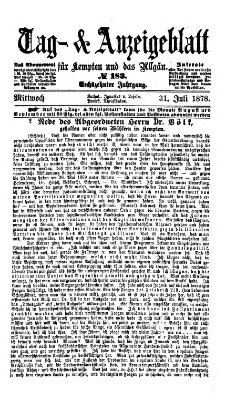 Tag- und Anzeigeblatt für Kempten und das Allgäu Mittwoch 31. Juli 1878