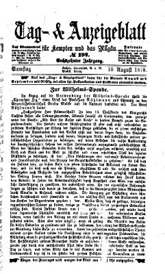 Tag- und Anzeigeblatt für Kempten und das Allgäu Samstag 10. August 1878