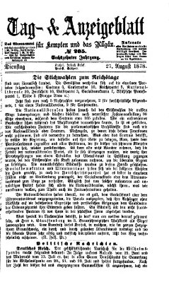 Tag- und Anzeigeblatt für Kempten und das Allgäu Dienstag 27. August 1878