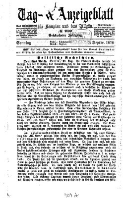 Tag- und Anzeigeblatt für Kempten und das Allgäu Sonntag 1. September 1878