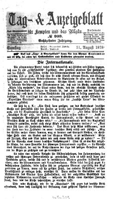 Tag- und Anzeigeblatt für Kempten und das Allgäu Samstag 31. August 1878