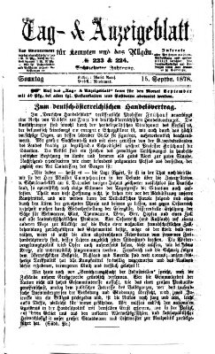 Tag- und Anzeigeblatt für Kempten und das Allgäu Sonntag 15. September 1878