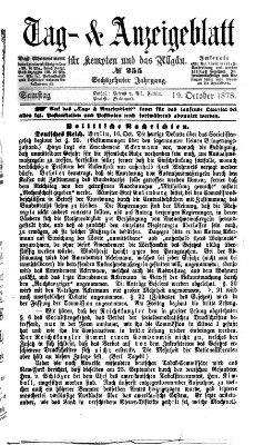 Tag- und Anzeigeblatt für Kempten und das Allgäu Samstag 19. Oktober 1878