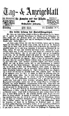 Tag- und Anzeigeblatt für Kempten und das Allgäu Dienstag 22. Oktober 1878